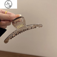 JiMi高级感字母茶色大号抓夹2023新款韩国简约发夹女后脑勺鲨鱼夹ins