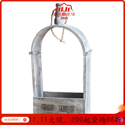 美帮汇实木吊兰花器花盆花篮 花盒花房子园艺花园装饰垂吊ZAKKA