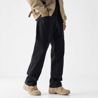 |冬季潮流韩版男士牛仔裤微宽松直筒弹力休闲运动牛仔裤男