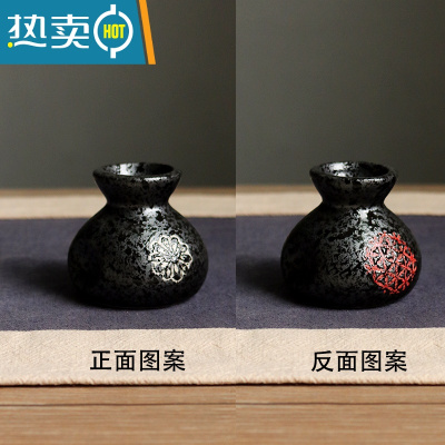 敬平日式复古陶瓷牙签盒创意家用个性罐牙签筒轻奢酒店专用餐厅 黑梅布袋牙签筒