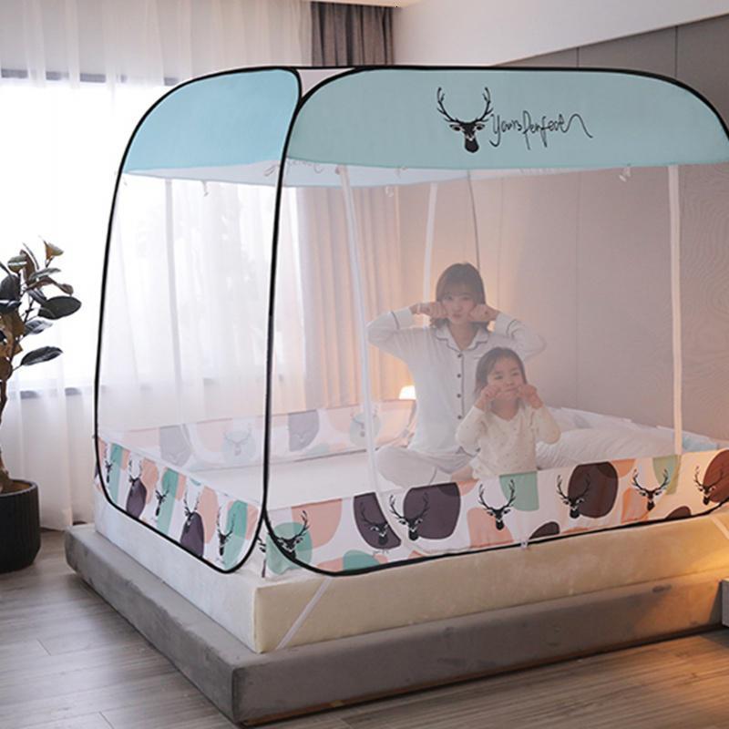 美帮汇蒙古包蚊帐1.8m床1.5家用免安装新款儿童防摔加密纹账1.2米可折叠