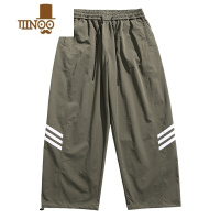 YANXU马切达秋季美式宽松男士长裤条纹直筒运动裤男款抽绳潮牌休闲裤子