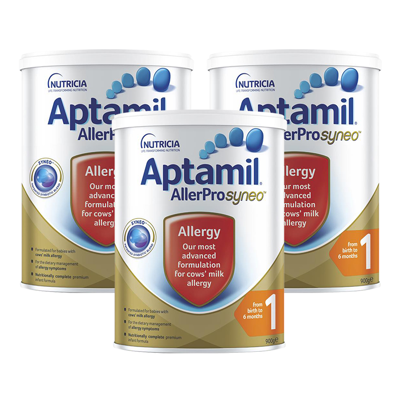 澳洲发/3罐装-爱他美(aptamil)Allerpro深度水解/乳糖不耐受过敏奶粉一段900g/罐装 进口特殊配方奶粉