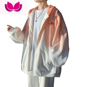 七斓渐变开衫卫衣外套男女ins潮bf加绒宽松韩版连帽上衣情侣夹克