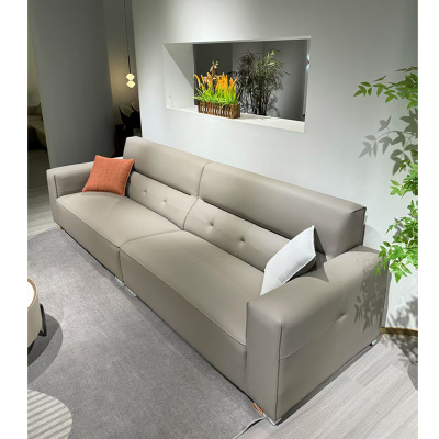 科朔真皮沙发现代简约直排沙发工厂展厅实拍轻奢风网红小户型沙发Y9918