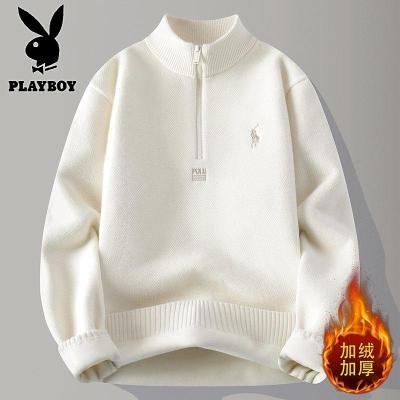 花花公子新款高品质[新款]2025年冬半高拉链领针织毛衣男