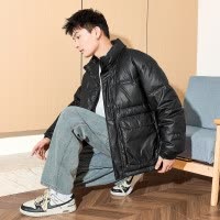 [2.5折价388元]唐狮秋冬款男羽绒冬季男立领仿皮立体袋百搭短款羽绒服男潮款