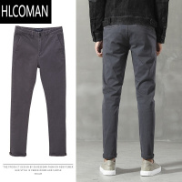 HLCOMAN直筒裤子男加绒宽松小脚男裤款韩版潮流九分休闲裤子男士