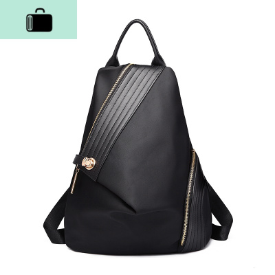 双肩包女背包2020新款韩版潮牛津布帆布时尚个性百搭女士旅行包女NEW LAKE 黑色