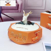 北欧牙签盒个性创意牙签筒家用客厅按压式自动牙签收纳盒牙签罐 敬平 橙鹿烟灰缸