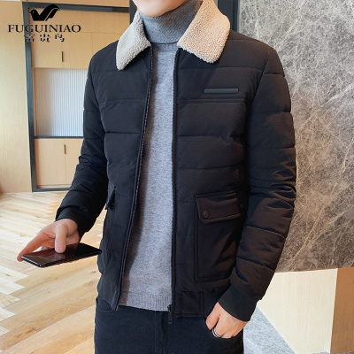 富贵鸟（FUGUINIAO）2020新款秋冬季棉衣男休闲加厚棉服翻领短款帅气百搭保暖外套男