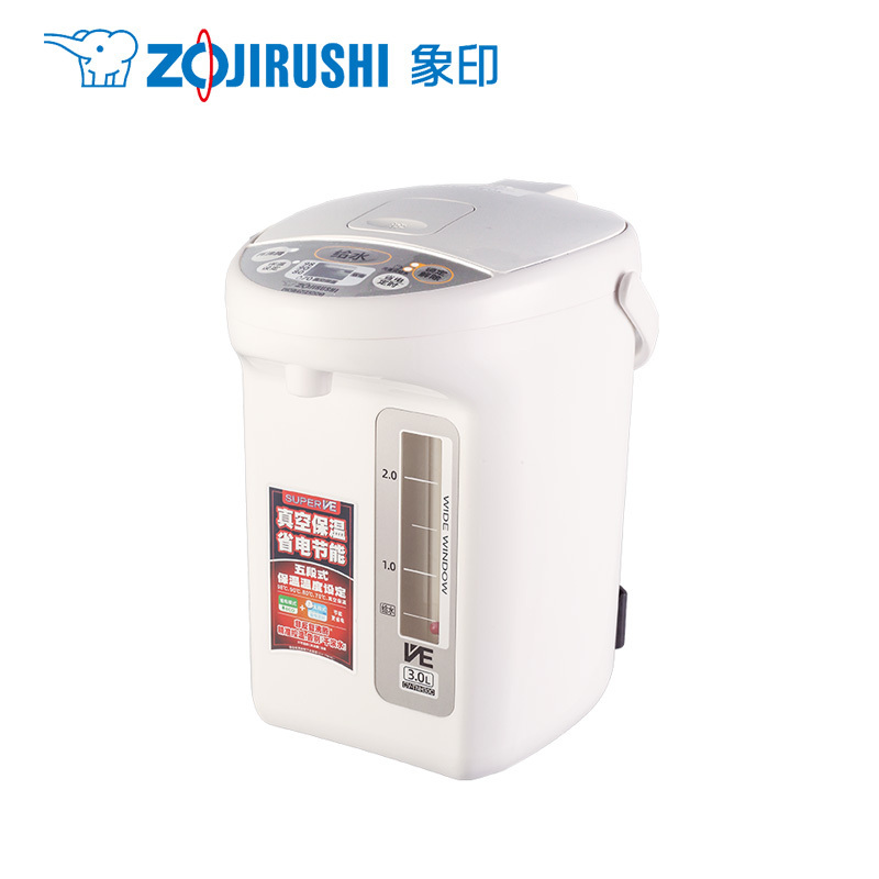 象印(ZOJIRUSHI)电热水瓶CV-TNH30C底盘加热按键式控制304不锈钢涂层内胆电动出水便捷高效3L 白色
