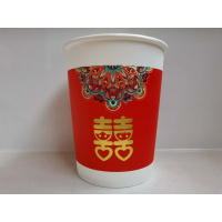 家柏饰(CORATED)一次性纸杯定制烫金加厚寿字生日喜字福字派对logo结婚纸杯 烫金国标38图100只