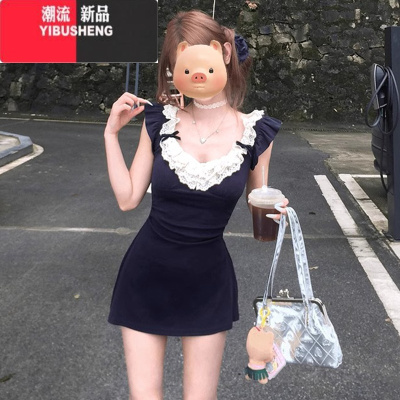 YIBUSHENG法式小飞袖蕾丝连衣裙子女装季2024新款小个子收腰辣妹包臀短裙
