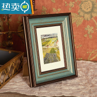 敬平美式复古绿小相框摆台高级感5寸6寸7寸8寸10寸12相框挂墙打印照片 法蓝 8寸[挂摆两用]内径15.2*20.3