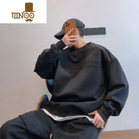YANXU新款凸起字母拉链卫衣男潮牌ins宽松长袖落肩圆领上衣外套