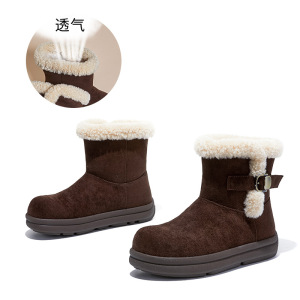羊羔毛保暖雪地靴女冬季新款加厚加绒短靴休闲百搭复古靴子女