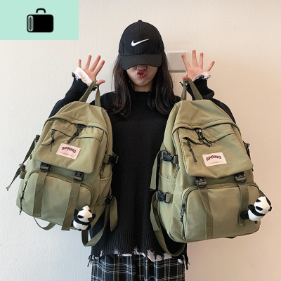 ins日系原宿大容量工装风书包女韩版高中学生背包百搭简约双肩包NEW LAKE