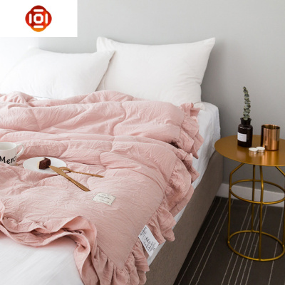 夏天公主风荷叶边夏凉被韩式泡泡纱双人空调被夏天薄款被子可水洗三维工匠