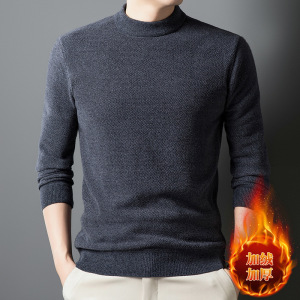 冬季男士加绒毛衣中年男式加厚T恤上衣圆领保暖针织衫长袖爸爸装_03367