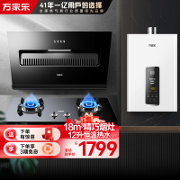 万家乐烟灶热三件套装 18m³/min侧吸抽油烟机12升智能恒温热水器 AL031+KA031B+12TP1(Y)液化气