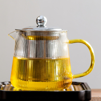 MULTIPOTENT高硼硅耐热玻璃茶壶泡花茶壶玻璃条纹钢漏泡茶壶