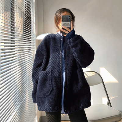 [3件8.5折135.9元,叠加优惠券]唐狮秋冬新款女仿羊羔绒圆领开衫外套百搭高级感时髦潮流