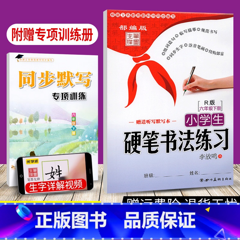 [正版]人教版 小学生硬笔书法练习写字六年级下册人教版RJ李放鸣小学生语文同步字帖6年级下册铅笔钢笔字帖硬笔书法描摹临