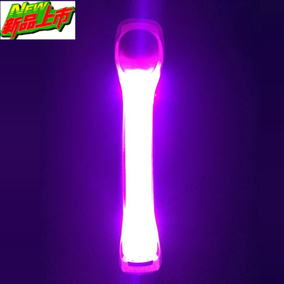 新款led夜跑灯发光臂带灯红绿警示灯荧光夜跑装备安全骑行信号灯臂灯粉紫色单个：买俩送4电池