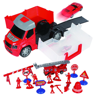 小小部队儿童玩具车工程运输车恐龙玩具车消防车玩具弹射飞车套装玩具卡车消防运输车消防运输车消防运输车