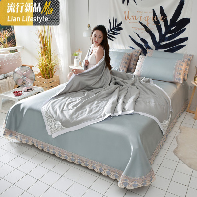 网红冰席子夏天1.8m床单天丝夏被四件套夏季薄被子可机洗冰丝凉席 三维工匠凉席/凉枕