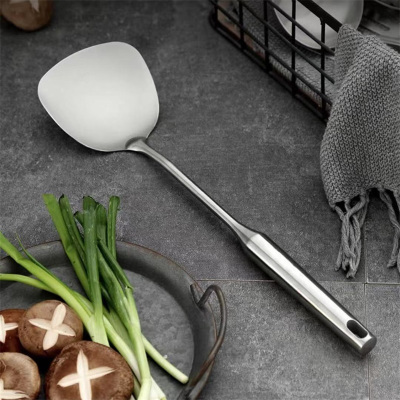 赫巴兹锅铲304不锈钢圆柄加厚家用一体成型炒菜铲子炒勺厨具1310