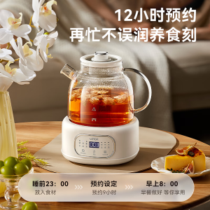 LOTOR徕多小圆吨养生壶1.2升煮茶壶办公室烧水壶恒温壶养生壶玻璃多功能煮茶器花茶壶D12Q