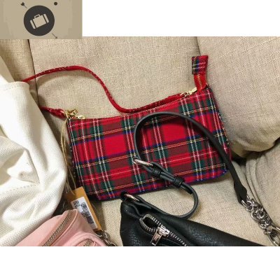 法棍包包四色单肩手提长方形格子女士包包艾狄伊娃手提包