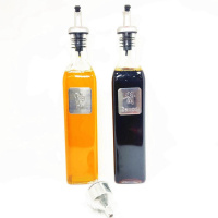 玻璃密封调味瓶罐酱醋料酒油壶家用防漏套装厨房整理收纳架子 敬平 500ML酱+油两只装送漏斗调味罐