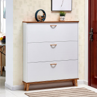 北欧超薄翻斗鞋柜简约现代白色玄关厅柜17CM小户型实木腿储物柜