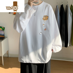 YANXU长袖T恤男生冬季加绒加厚百搭上衣服休闲ins潮流内搭打底衫