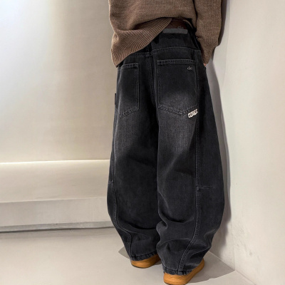 男童加绒牛仔裤秋冬款新款儿童冬季大男孩冬装一体绒加厚裤子_681