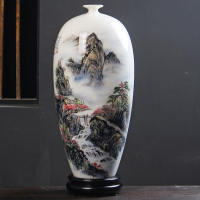 MULTIPOTENT茶宠摆件陶瓷花瓶摆件中国白羊脂玉瓷名家手绘 工艺美术大师徐宝敬收藏作品-绿水青山