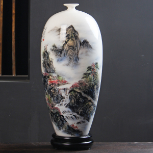 MULTIPOTENT茶宠摆件陶瓷花瓶摆件中国白羊脂玉瓷名家手绘 工艺美术大师徐宝敬收藏作品-绿水青山