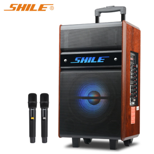狮乐(SHILE) 狮乐广场舞音响户外蓝牙便携式木质拉杆音箱 大功率移动插卡播放器 皇冠五号 12英寸拉杆音箱