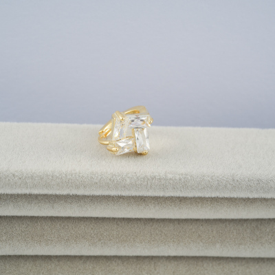 925银菱形闪钻冰凌气质耳扣耳骨钉耳圈百搭送女朋友老婆情人节七夕生日礼物