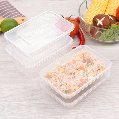 DERUIMAN一次性饭盒方形透明打包盒350ml带盖餐盒