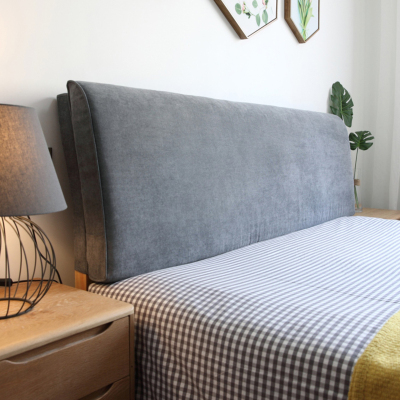 美帮汇定制北欧实木床上靠垫榻榻米无床头板软包自粘布艺罩可拆洗 灰色 有床头款150*58*10CM