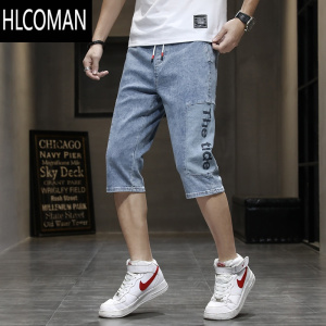 HLCOMAN牛仔短裤男夏季薄款直筒宽松休闲7分裤中裤韩版潮百搭七分裤男装
