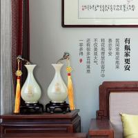 家柏饰(CORATED)平安如意琉璃玉花瓶摆件一对客厅酒柜玄关创意家居装饰品乔迁礼品