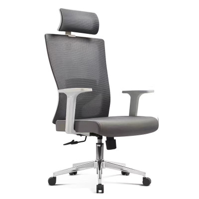 易企采 灰白色不可躺 办公电脑椅职员椅可升降人体工学椅 单位:张