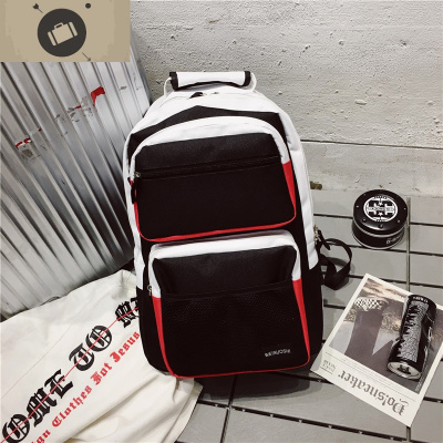 书包男女时尚潮流大容量校园高中大学生韩版原宿ulzzang双肩背包艾狄伊娃红色（不送挂件）