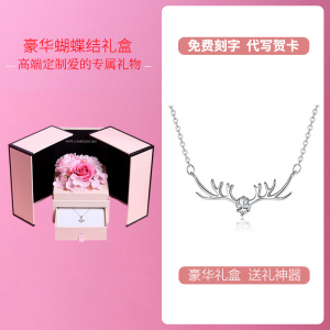 鑫铂尼 纯银一路有你银项链女士吊坠生日礼物纪念日闺蜜礼物送女友老婆珠宝首饰银饰平安夜圣诞节