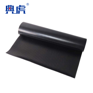 典虎 绝缘橡胶板 黑色条纹10mm*1m*5m 卷